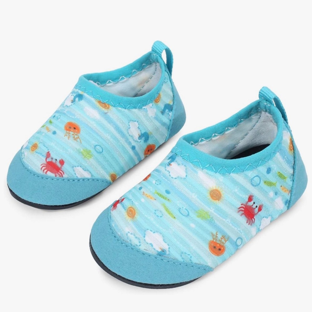 Baby Toddler Aqua Blue Sea Life Water Shoes 12-18months